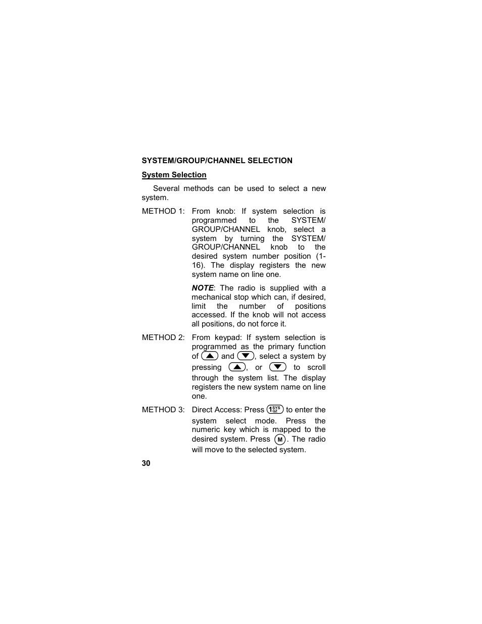 System/group/channel selection, System selection, Selection | Tyco LPE-200 User Manual | Page 30 / 102