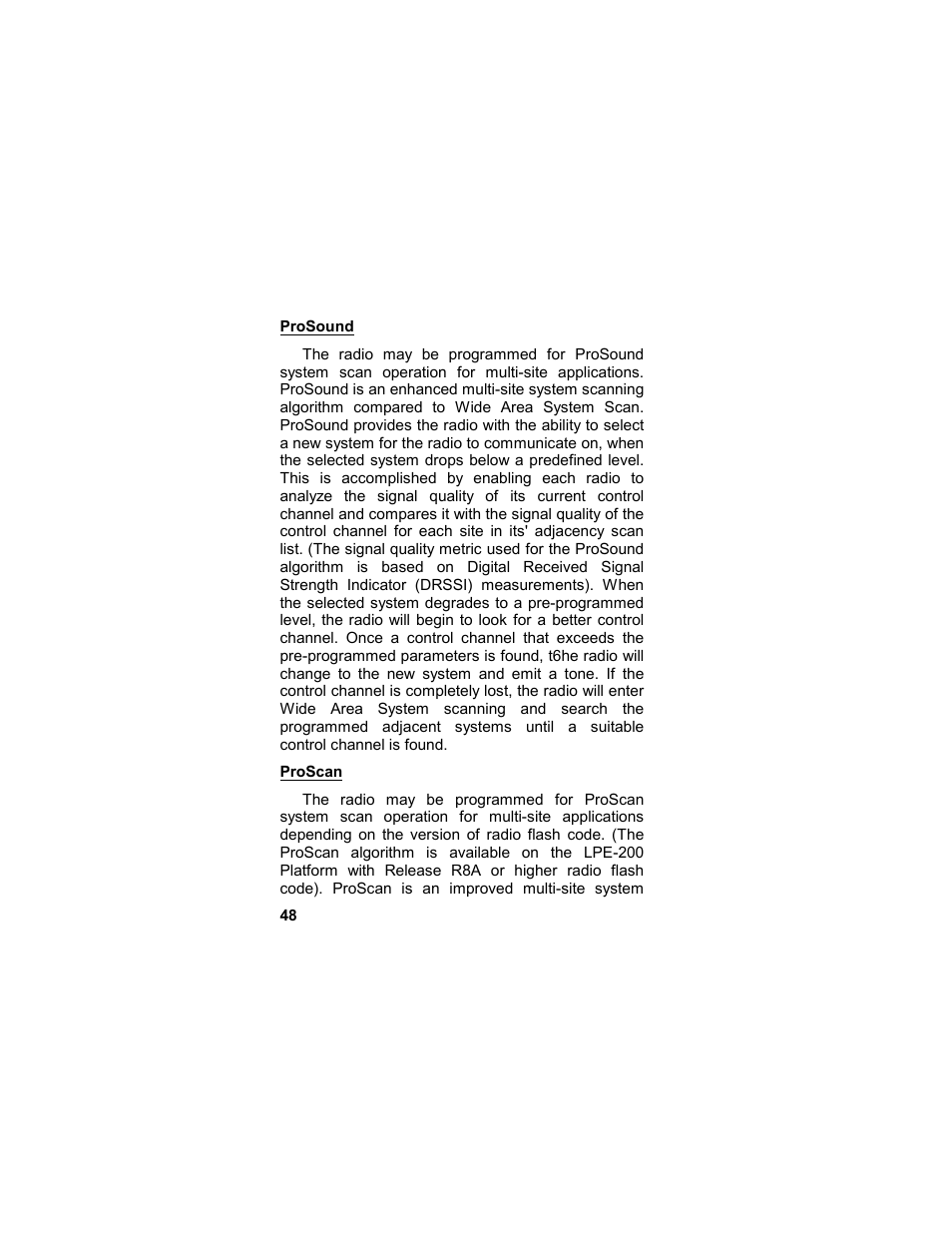 Prosound, Proscan, Prosound proscan | Tyco LPE-200 User Manual | Page 48 / 102