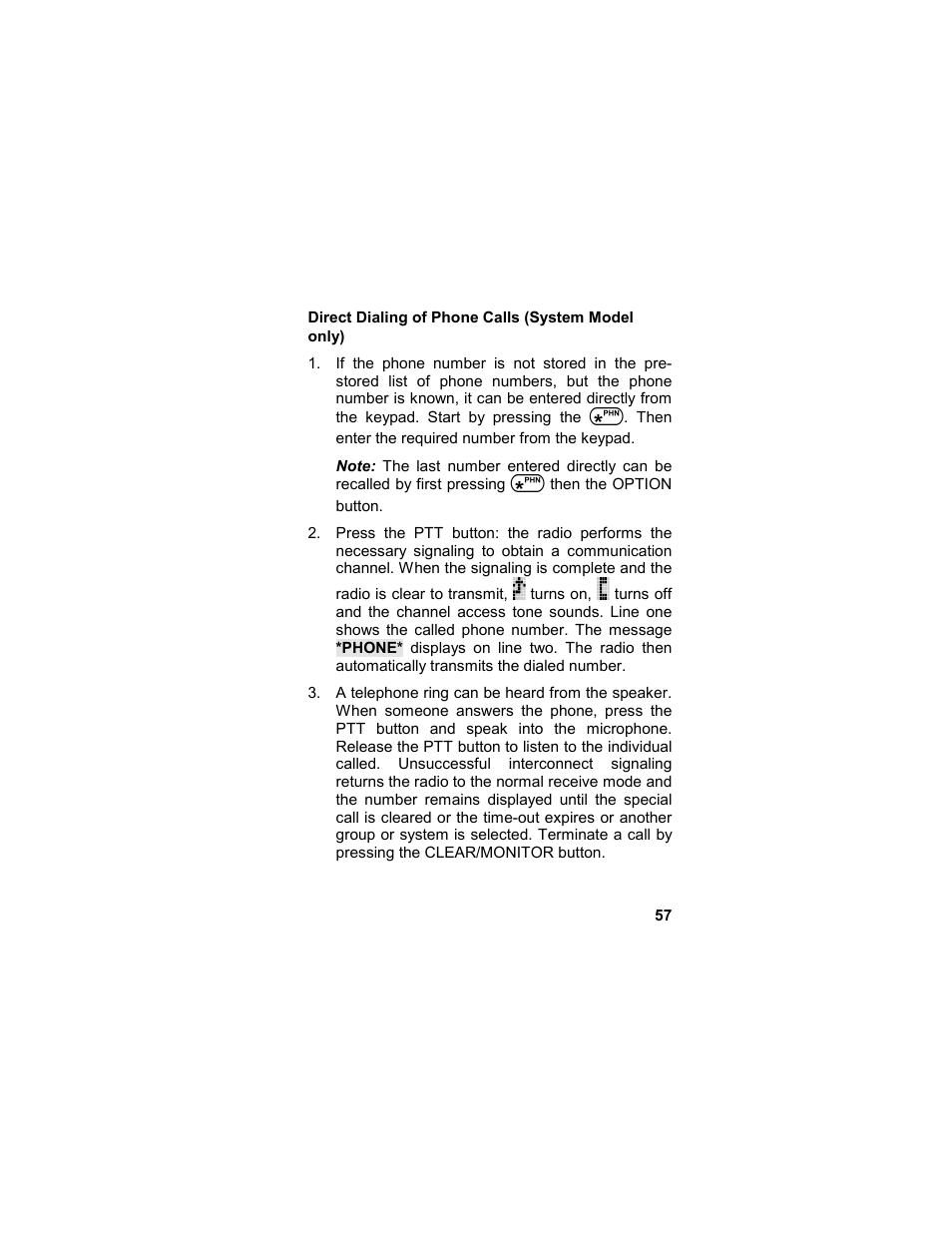 Direct dialing of phone calls (system model only) | Tyco LPE-200 User Manual | Page 57 / 102