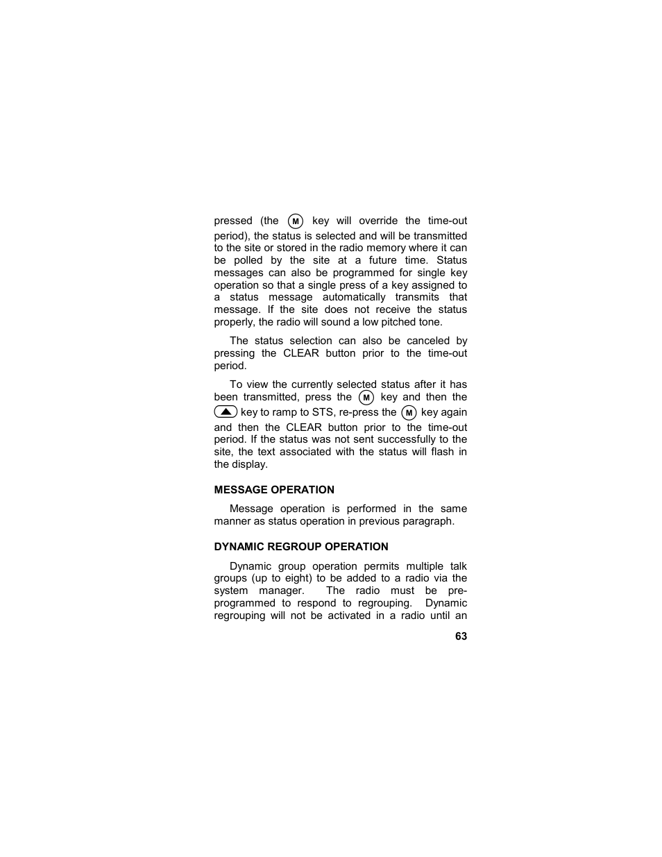 Message operation, Dynamic regroup operation, Message operation dynamic regroup operation | Tyco LPE-200 User Manual | Page 63 / 102