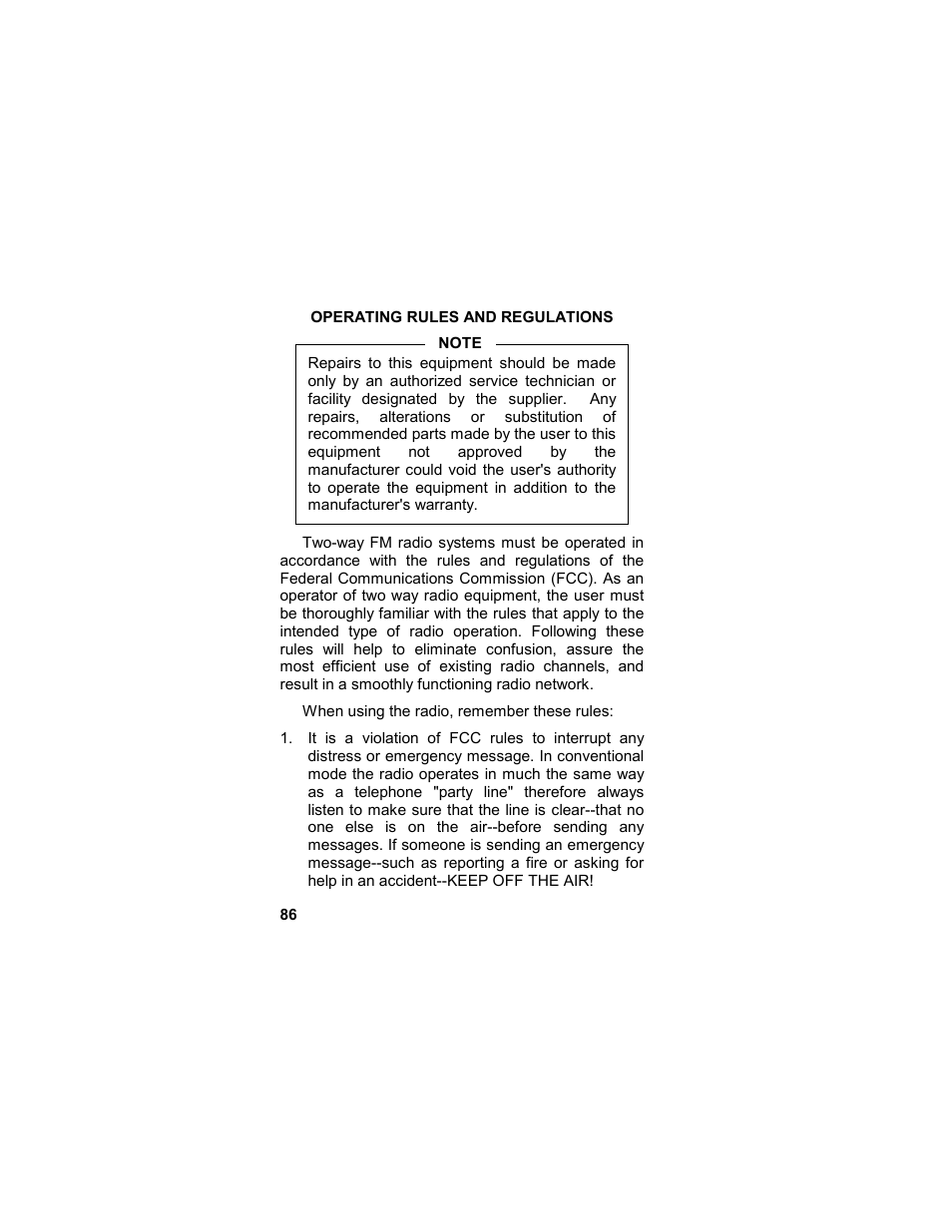 Operating rules and regulations | Tyco LPE-200 User Manual | Page 86 / 102
