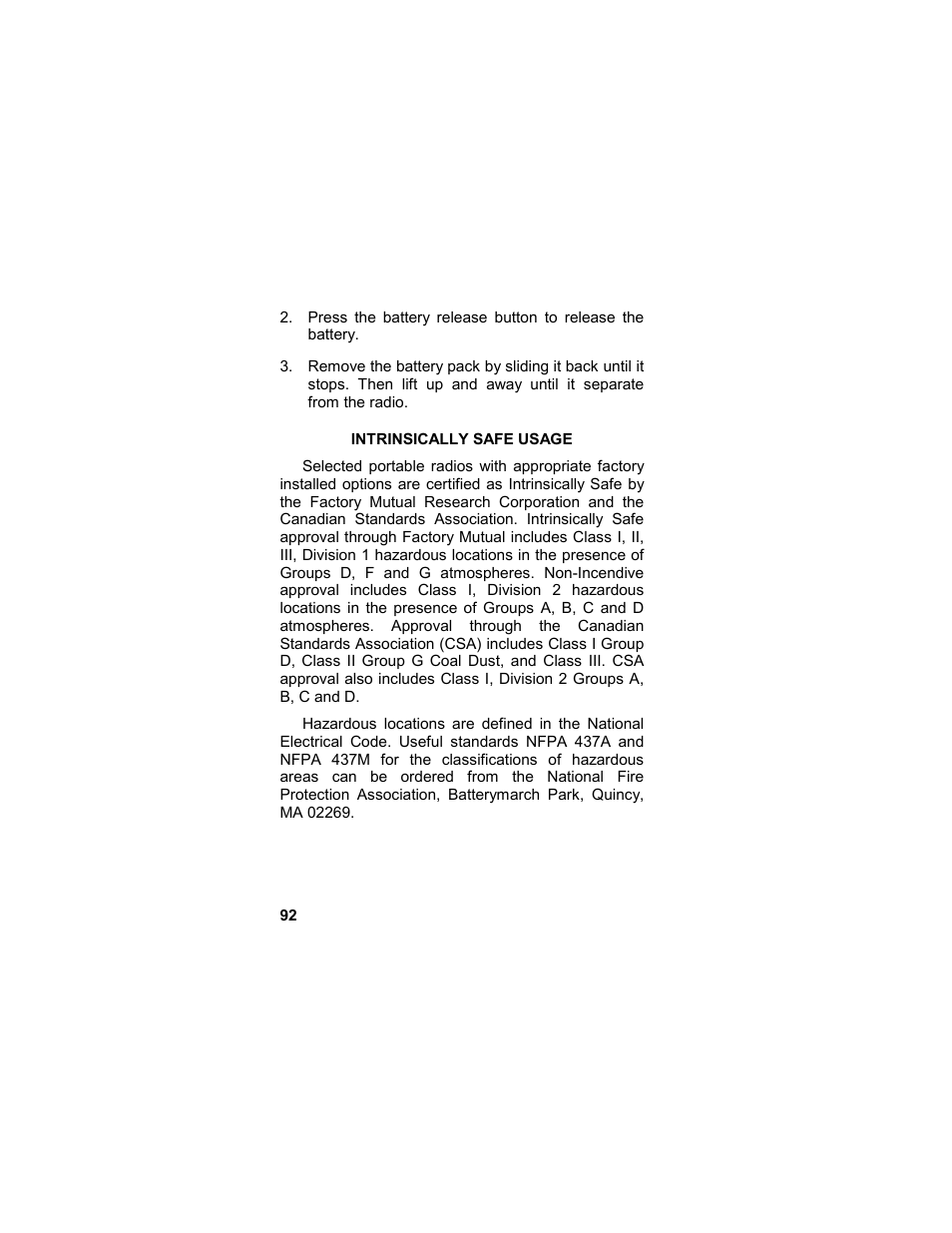 Intrinsically safe usage | Tyco LPE-200 User Manual | Page 92 / 102