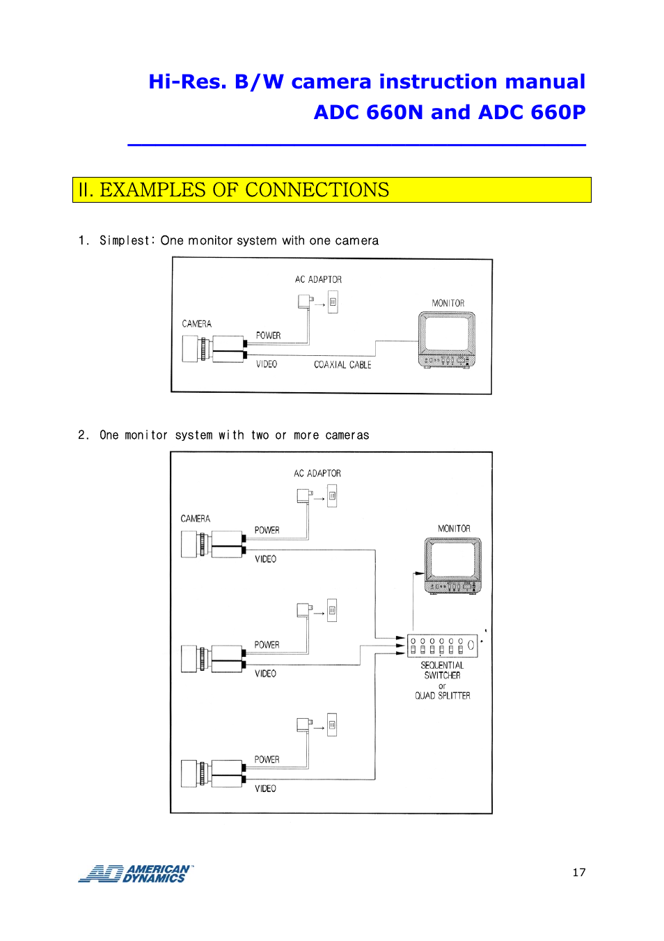 Ii. examples of connections | Tyco ADC 660P User Manual | Page 17 / 19