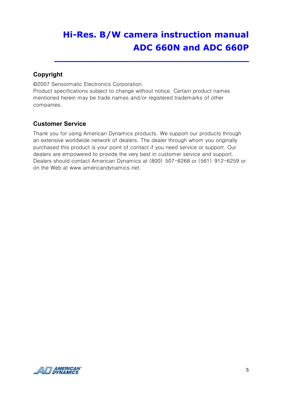 Tyco ADC 660P User Manual | Page 5 / 19