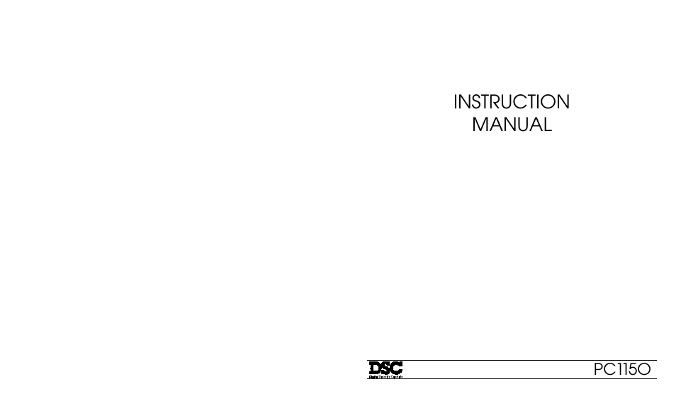 Instruction manual, Pc115o | Tyco PC1150 User Manual | Page 12 / 12