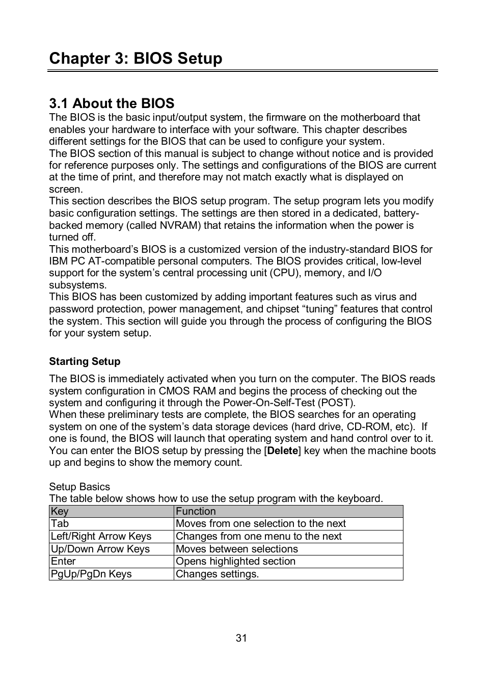 Chapter 3: bios setup, 1 about the bios | Tyan Computer TOLEDO S5520 User Manual | Page 31 / 79