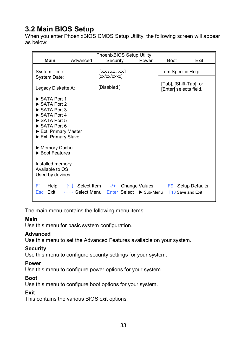 2 main bios setup | Tyan Computer TOLEDO S5520 User Manual | Page 33 / 79