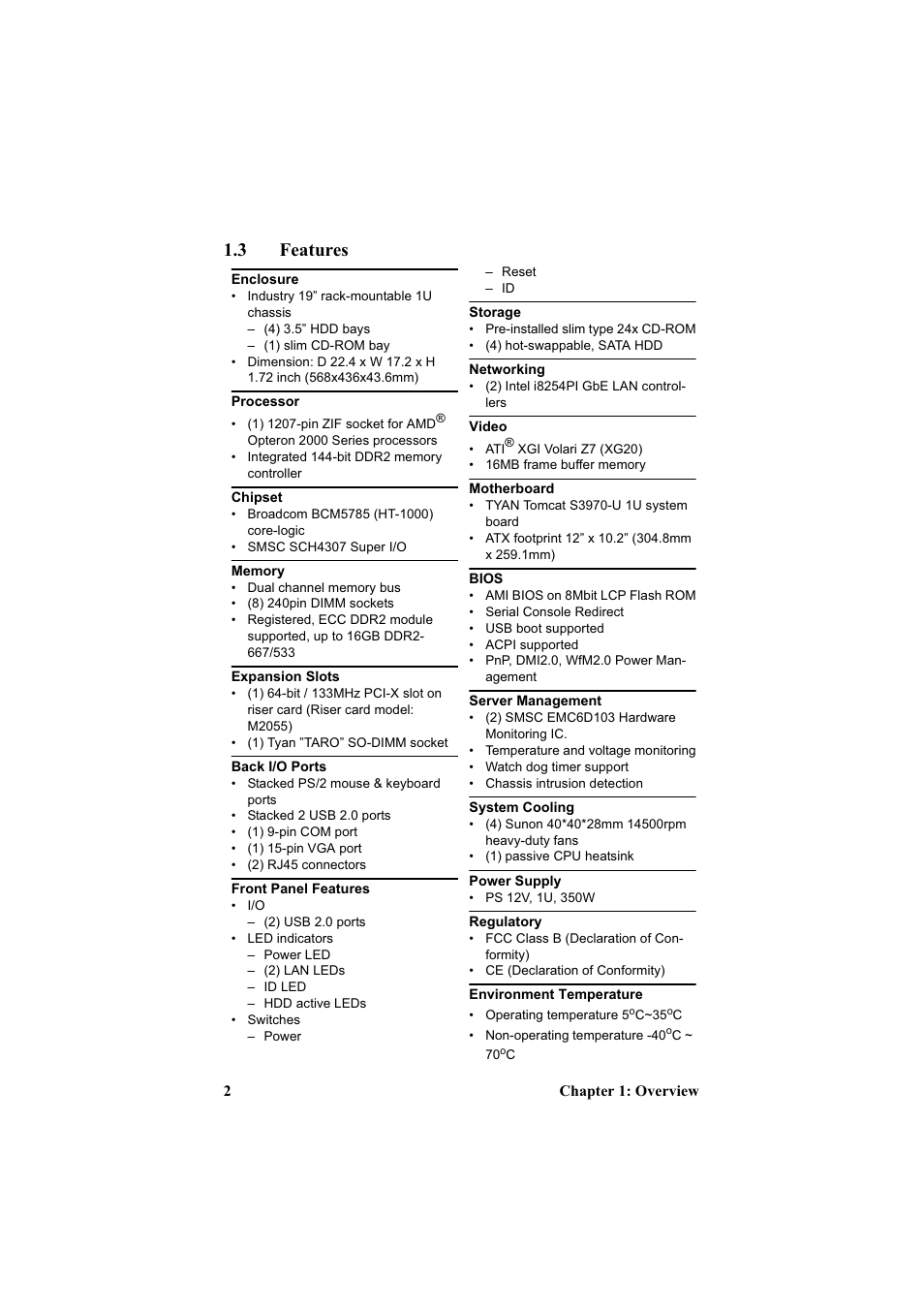 3 features | Tyan Computer Transport GT20 B3970-U User Manual | Page 10 / 77