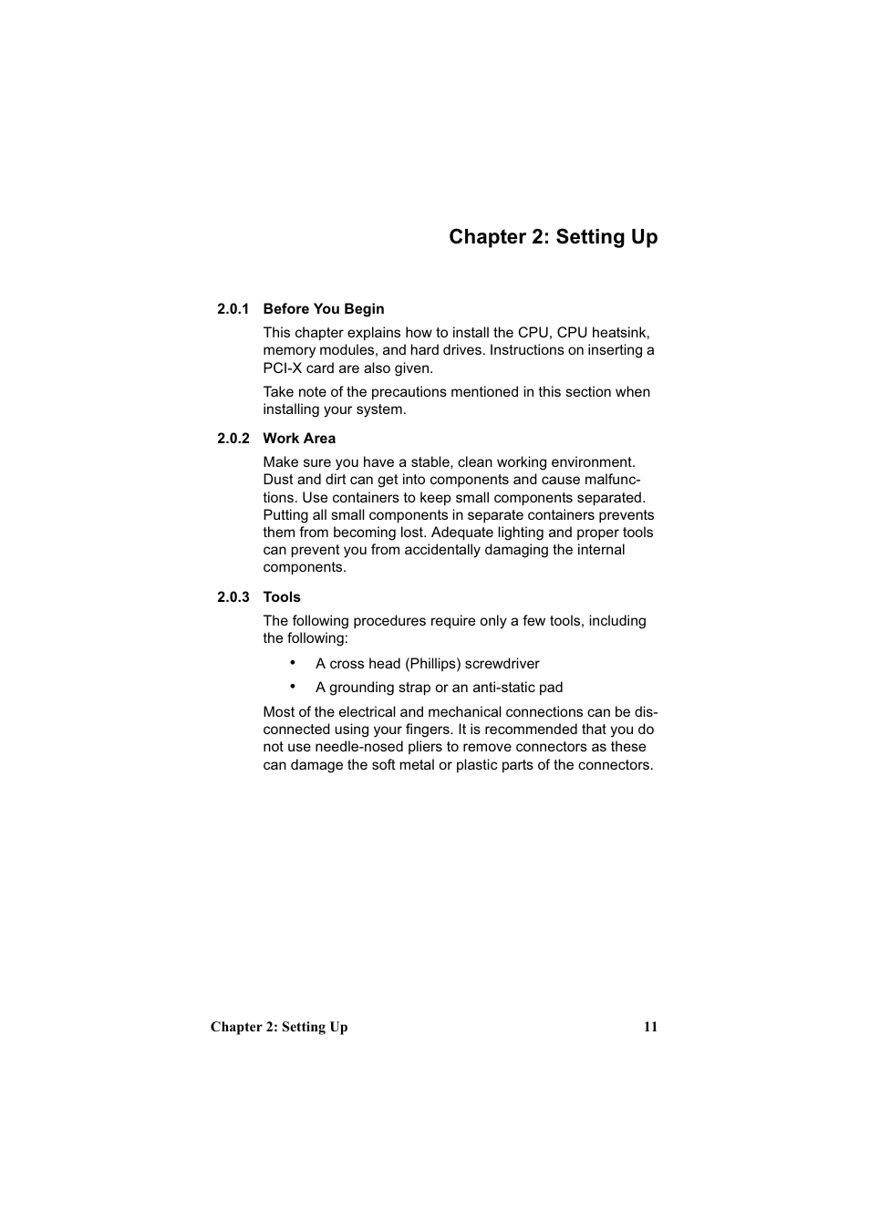 Chapter 2: setting up | Tyan Computer Transport GT20 B3970-U User Manual | Page 19 / 77