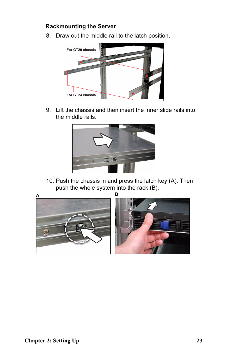 Draw out the middle rail to the latch position | Tyan Computer Transport GT24 B2881 User Manual | Page 31 / 82