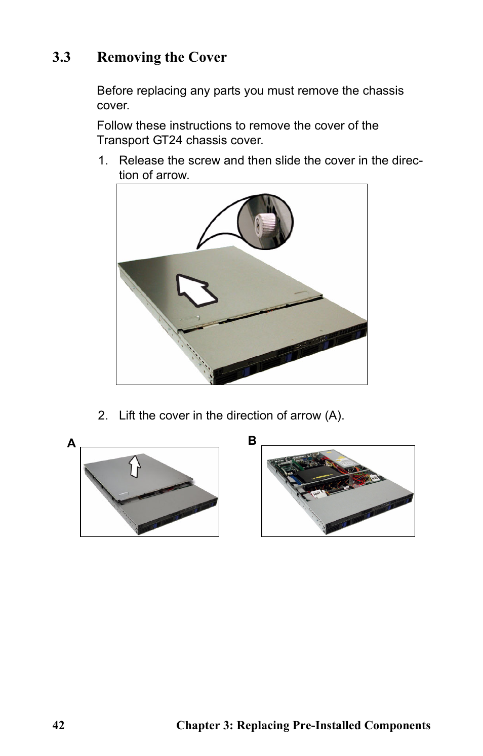 3 removing the cover, Lift the cover in the direction of arrow (a) | Tyan Computer Transport GT24 B2881 User Manual | Page 50 / 82