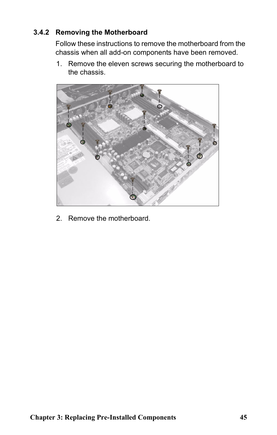 2 removing the motherboard, Remove the motherboard | Tyan Computer Transport GT24 B2881 User Manual | Page 53 / 82