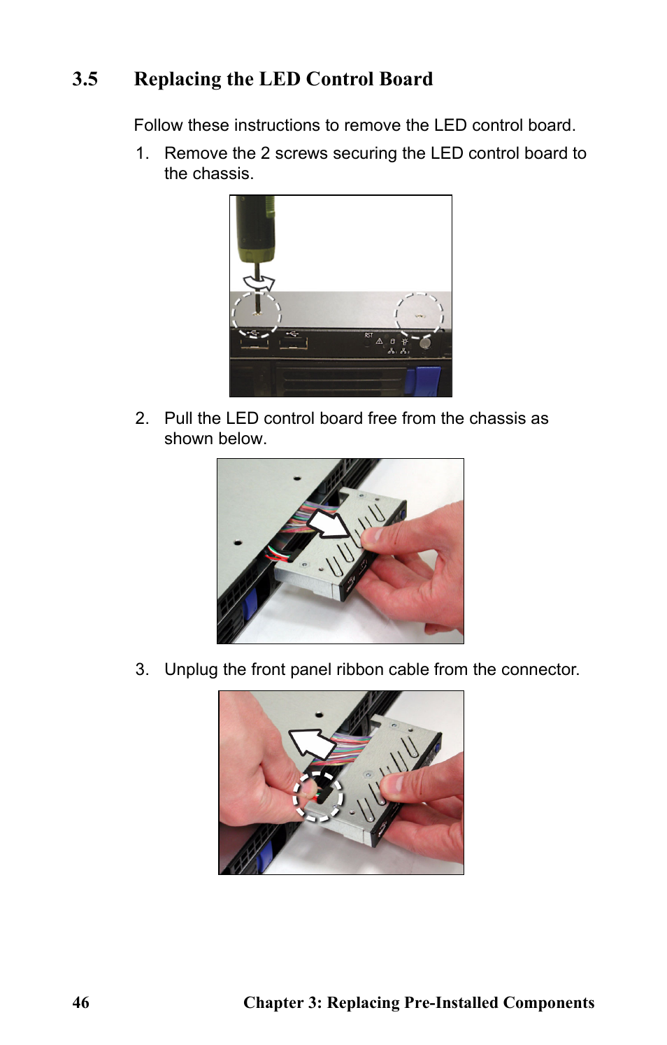 5 replacing the led control board | Tyan Computer Transport GT24 B2881 User Manual | Page 54 / 82