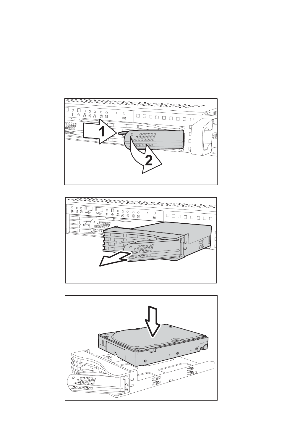 Slide the drive bay out, Place a s-ata drive in the drive bay | Tyan Computer Transport GX21 B2735 User Manual | Page 38 / 116