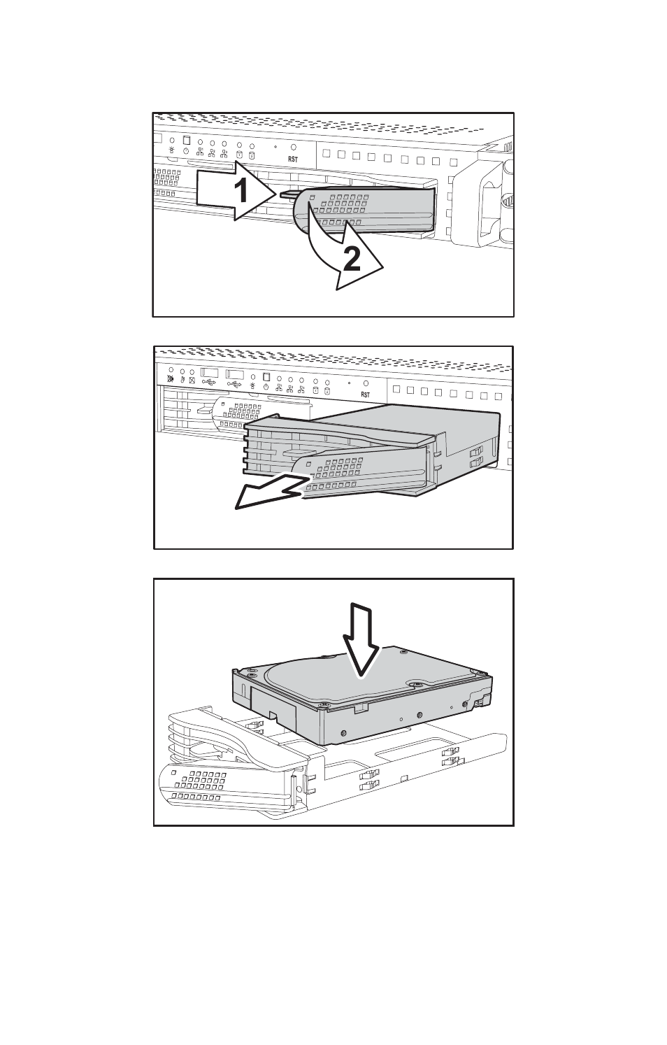 Slide the drive bay out, Insert a scsi hard drive in the drive bay | Tyan Computer Transport GX21 B2735 User Manual | Page 40 / 116