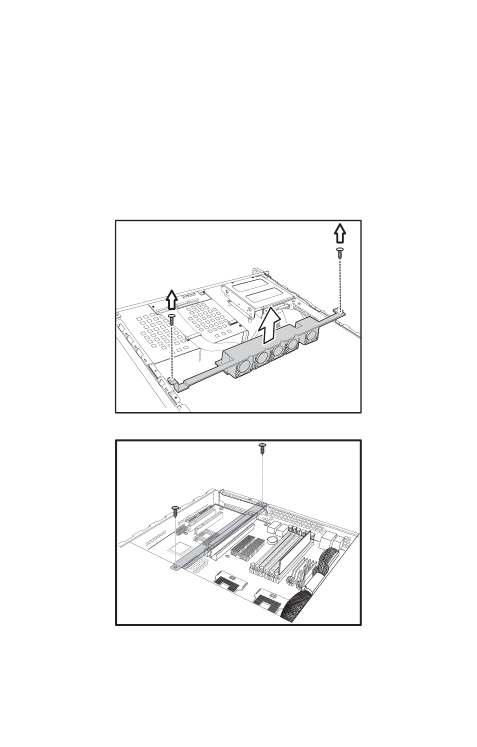 2 replacing the motherboard, Remove the fan assembly bracket from the chassis, Remove the pci retention bar | Tyan Computer Transport GX21 B2735 User Manual | Page 50 / 116