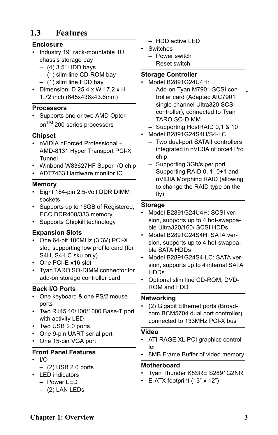 3 features | Tyan Computer Transport GT24 B2891 User Manual | Page 11 / 82