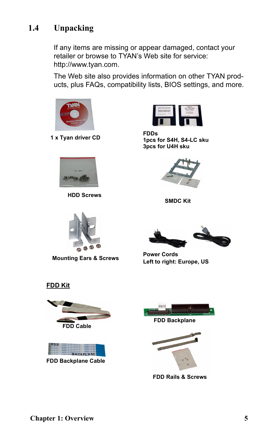 4 unpacking | Tyan Computer Transport GT24 B2891 User Manual | Page 13 / 82