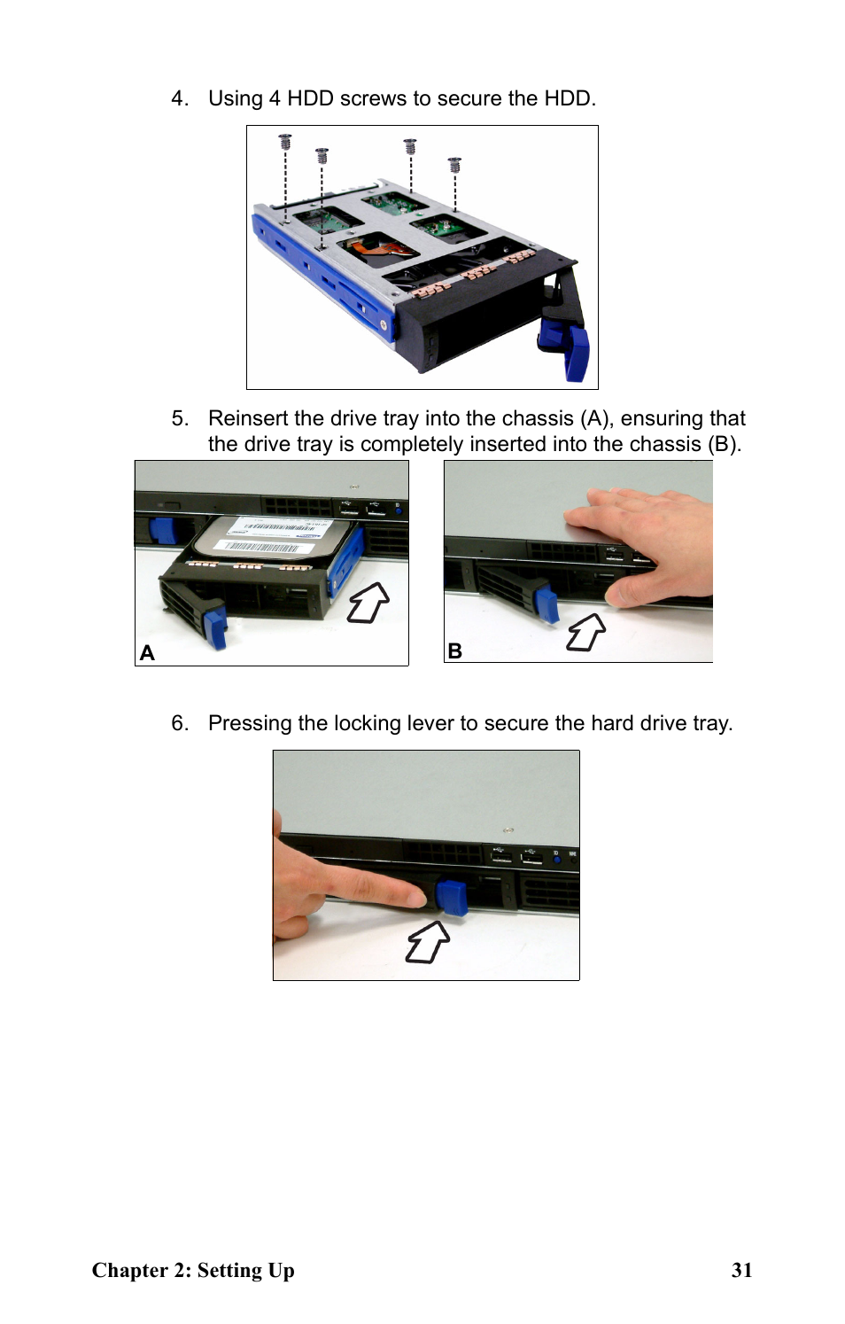 Using 4 hdd screws to secure the hdd | Tyan Computer Transport GT24 B2891 User Manual | Page 39 / 82