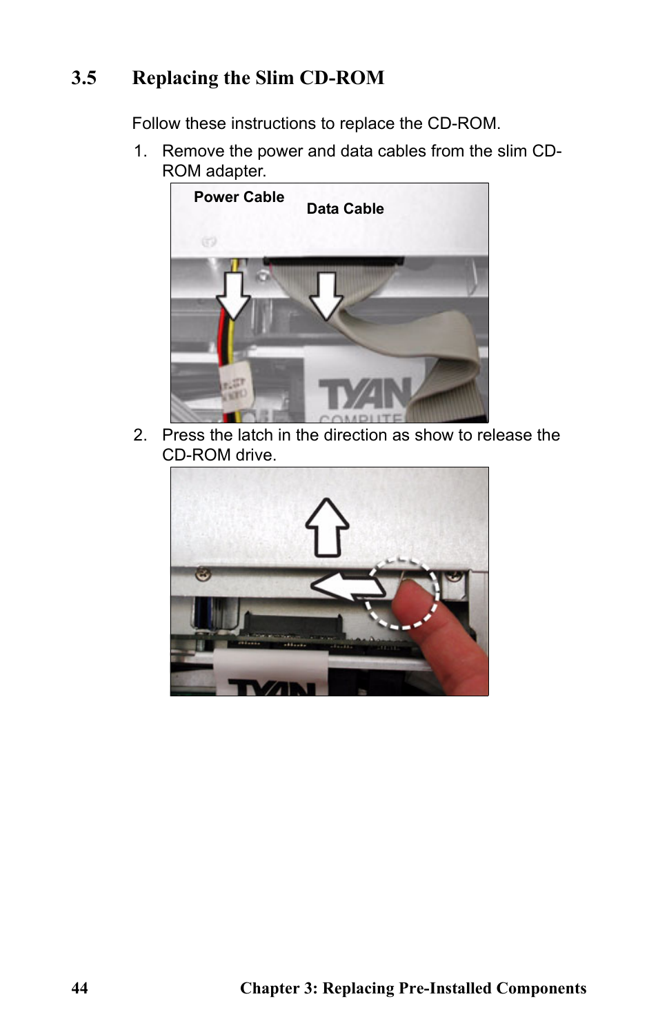 5 replacing the slim cd-rom | Tyan Computer Transport GT24 B2891 User Manual | Page 52 / 82