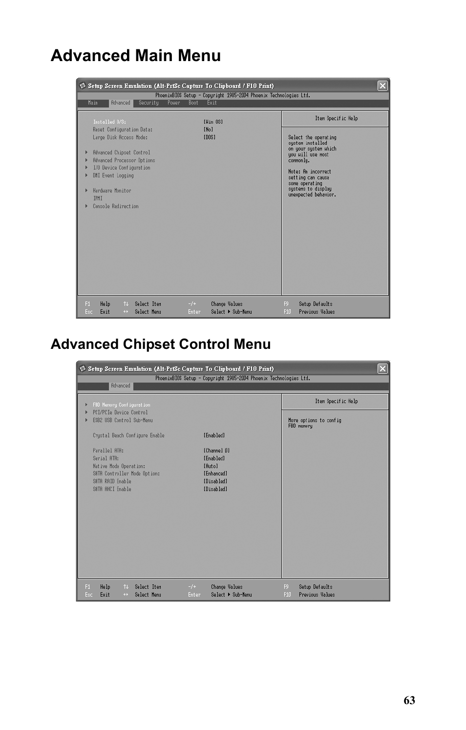 Advanced main menu | Tyan Computer Tank GT25 B5381 User Manual | Page 71 / 84