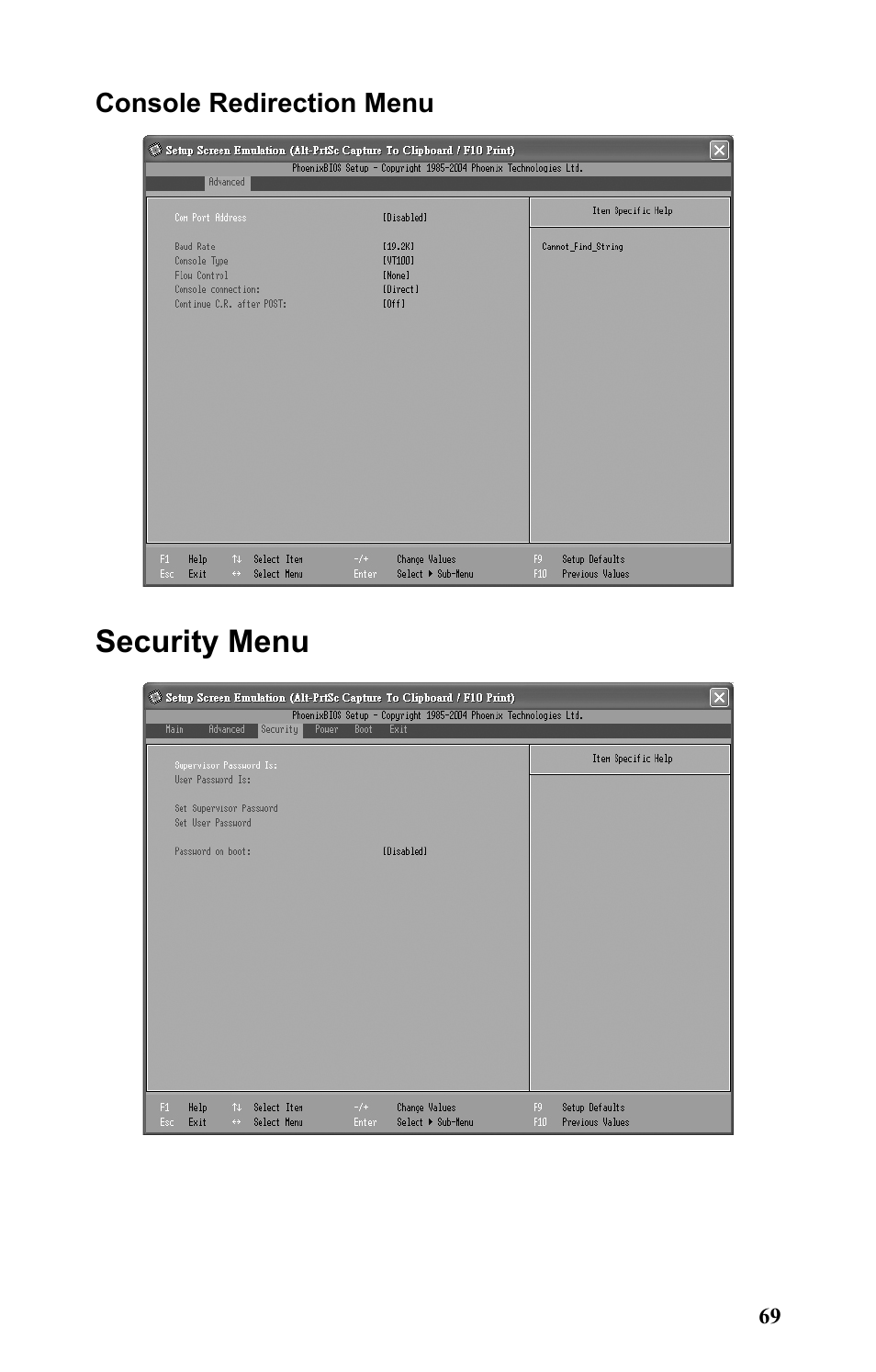 Security menu | Tyan Computer Tank GT25 B5381 User Manual | Page 77 / 84