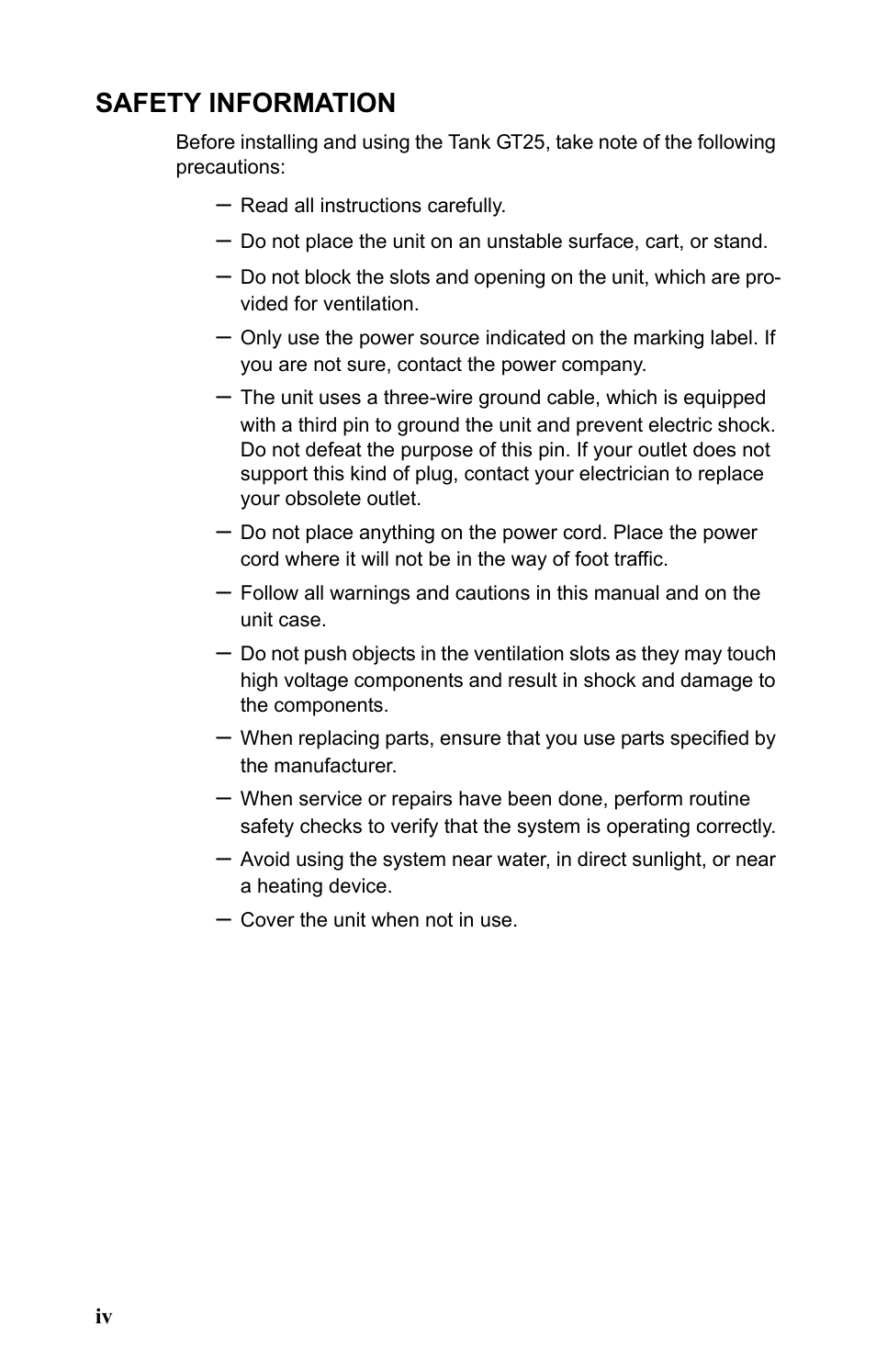 Safety information | Tyan Computer Tank GT25 B5381 User Manual | Page 8 / 84