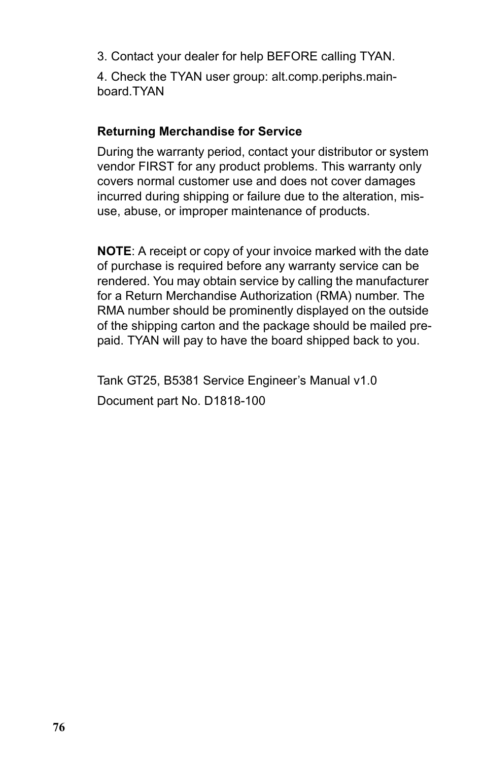 Tyan Computer Tank GT25 B5381 User Manual | Page 84 / 84