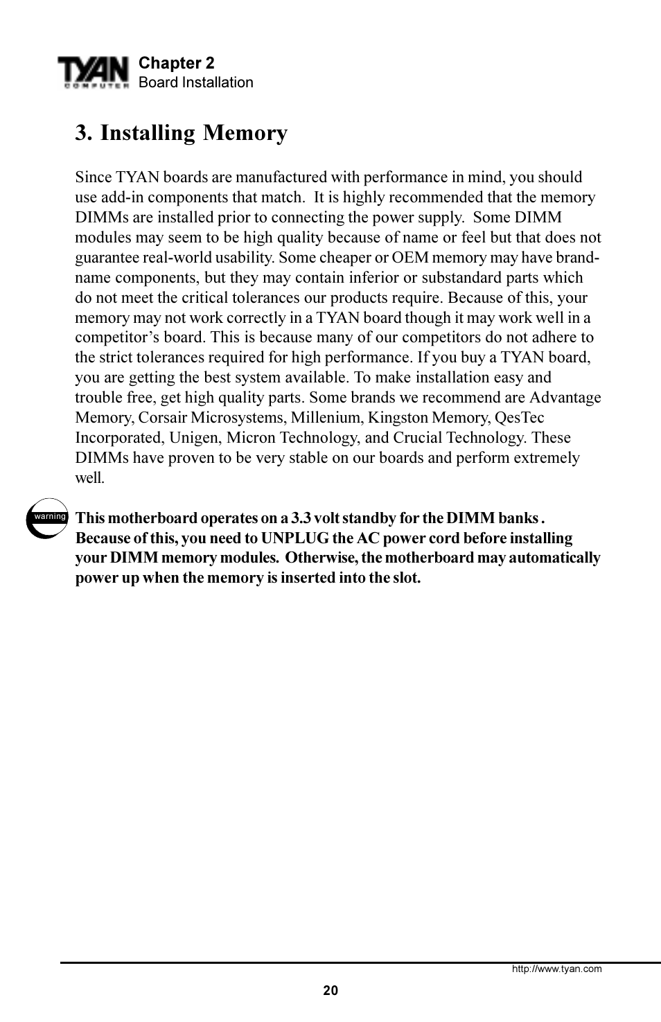 Tyan Computer S1854 User Manual | Page 20 / 80