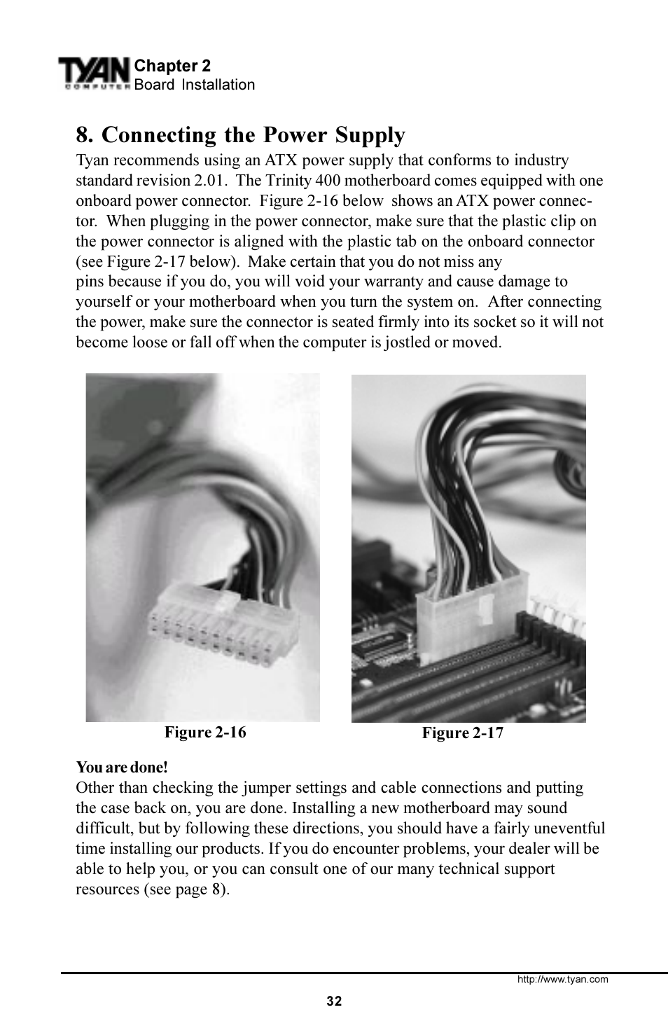 Connecting the power supply, Onboard | Tyan Computer S1854 User Manual | Page 32 / 80