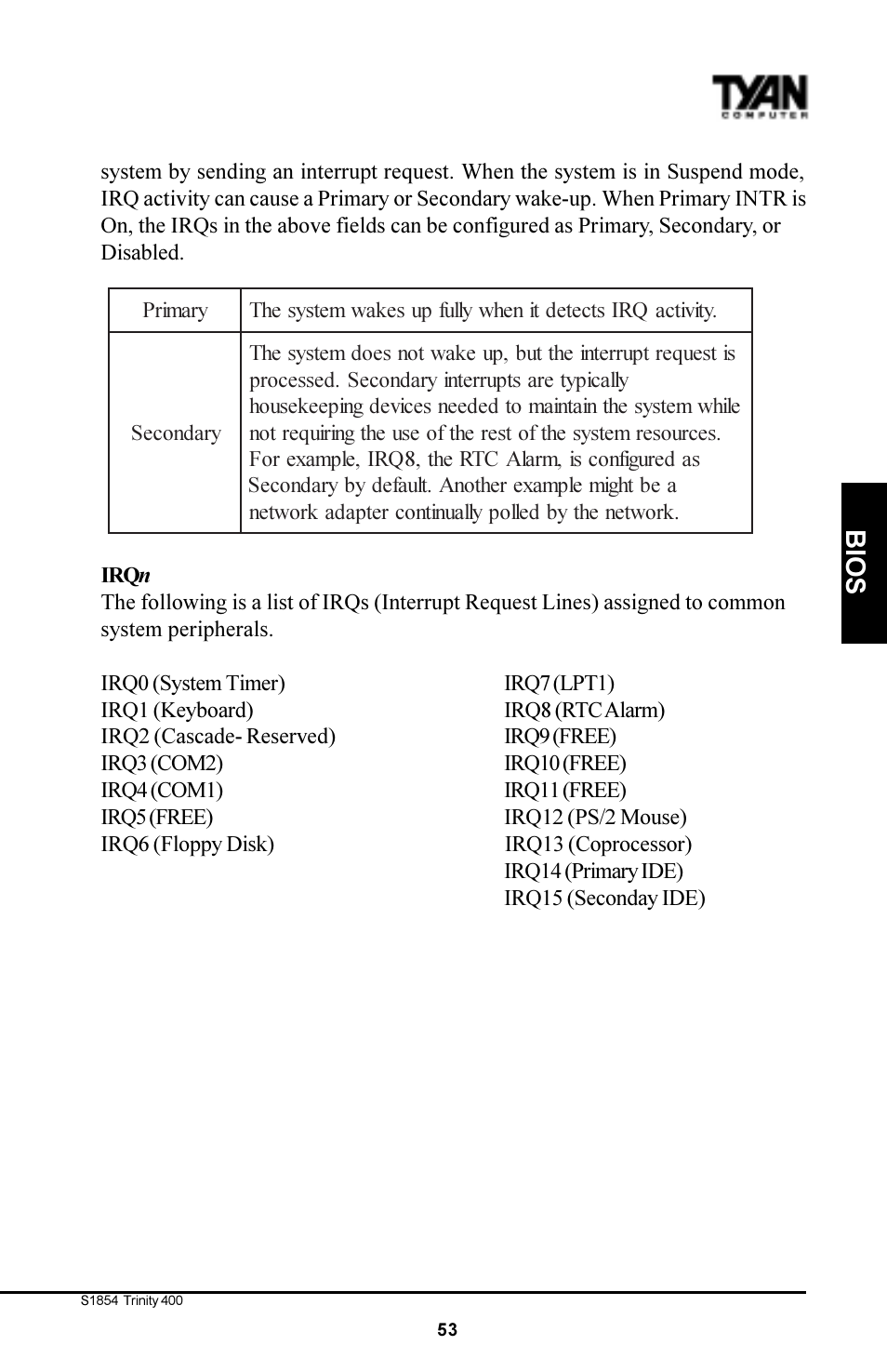 Bios | Tyan Computer S1854 User Manual | Page 53 / 80