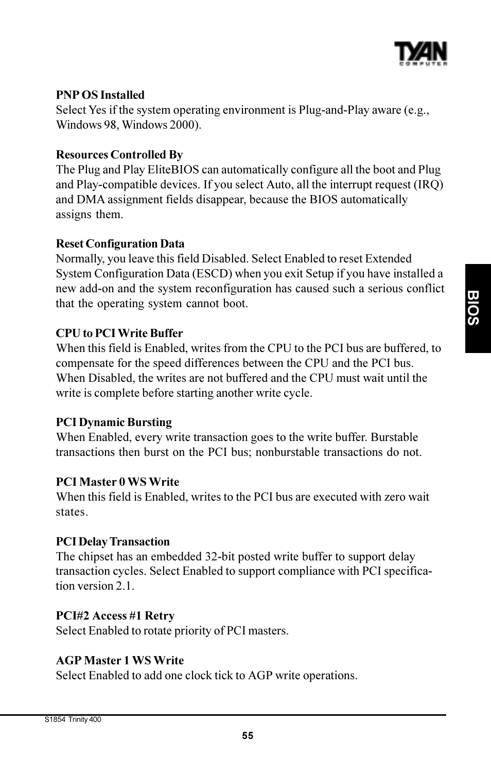Bios | Tyan Computer S1854 User Manual | Page 55 / 80
