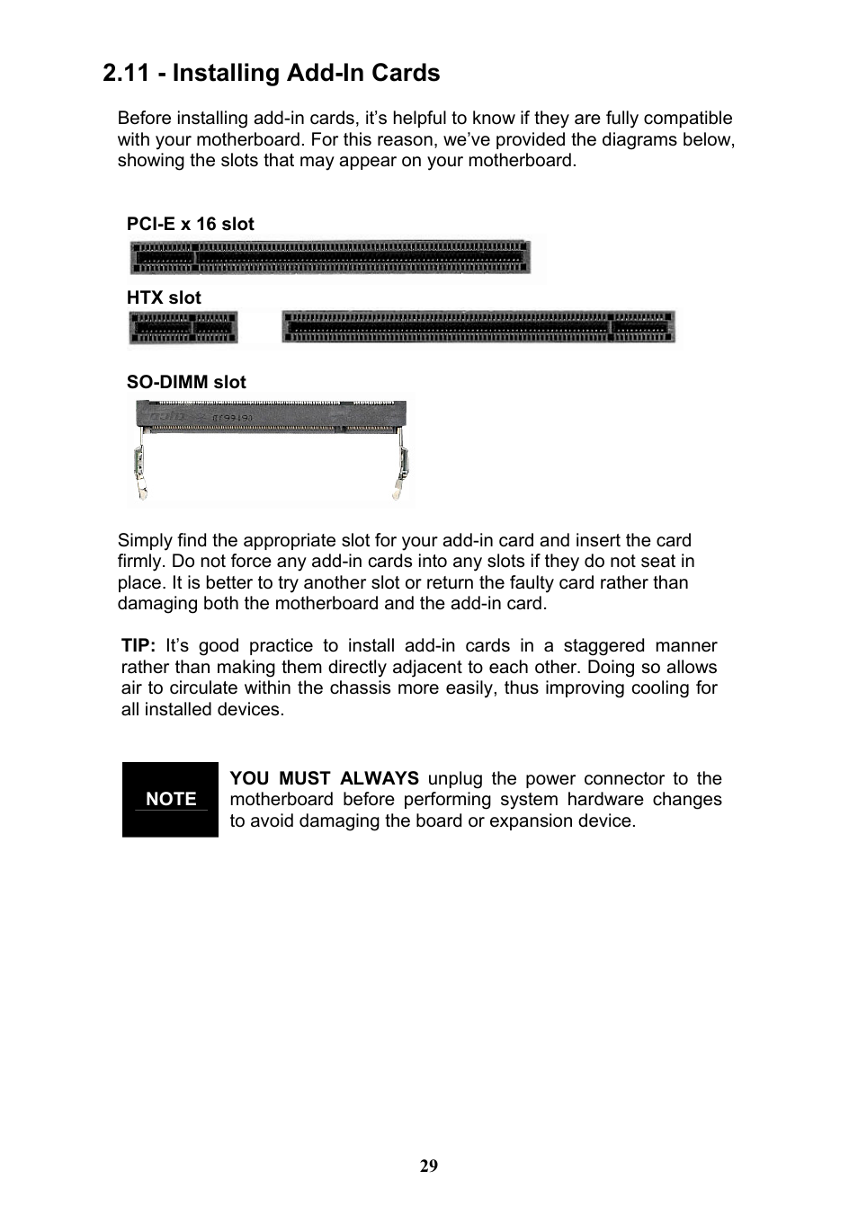 11 - installing add-in cards | Tyan Computer THUNDER N3600QX User Manual | Page 29 / 100