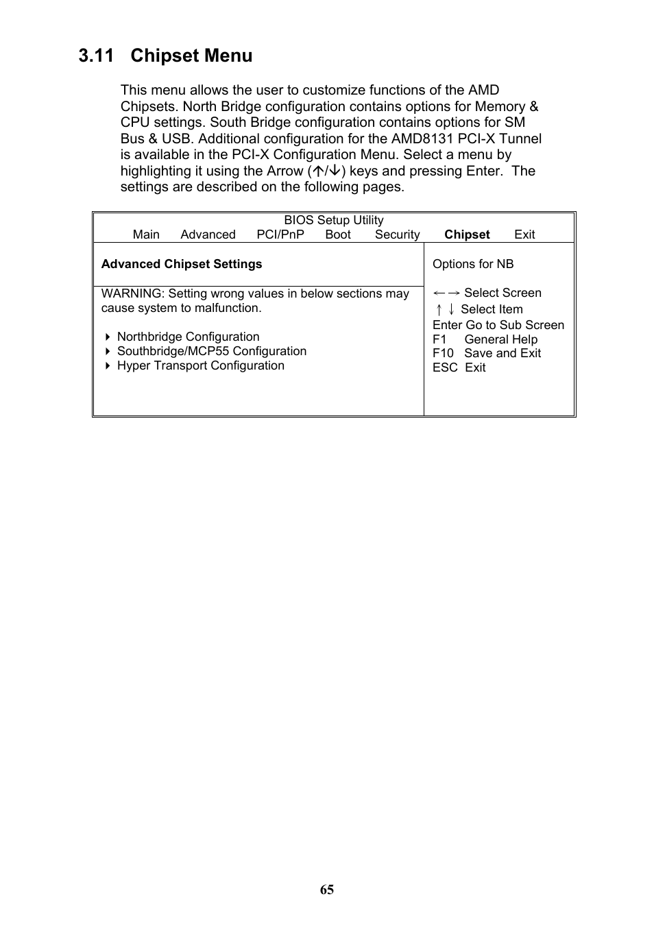 11 chipset menu | Tyan Computer THUNDER N3600QX User Manual | Page 65 / 100