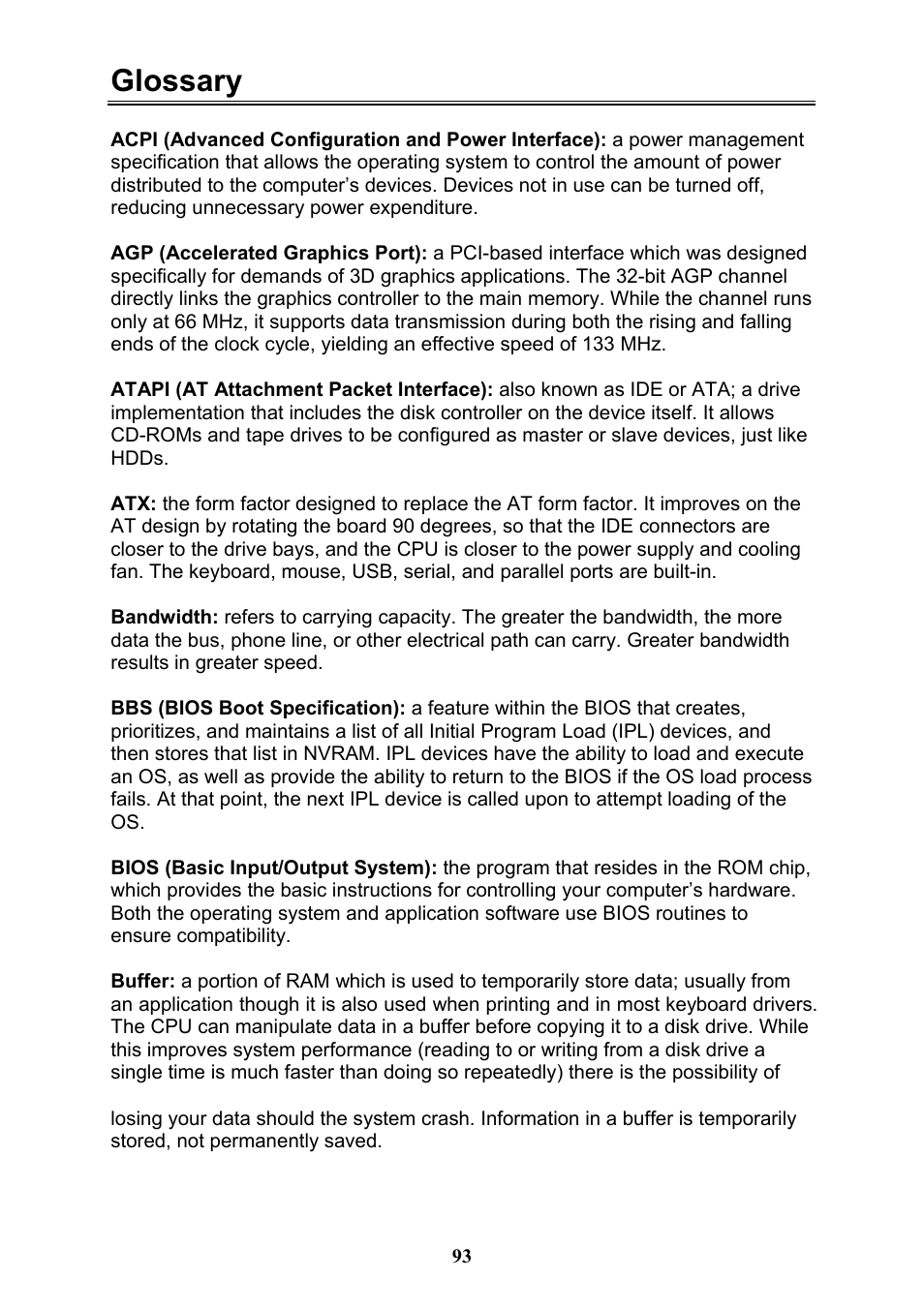 Glossary | Tyan Computer THUNDER N3600QX User Manual | Page 93 / 100