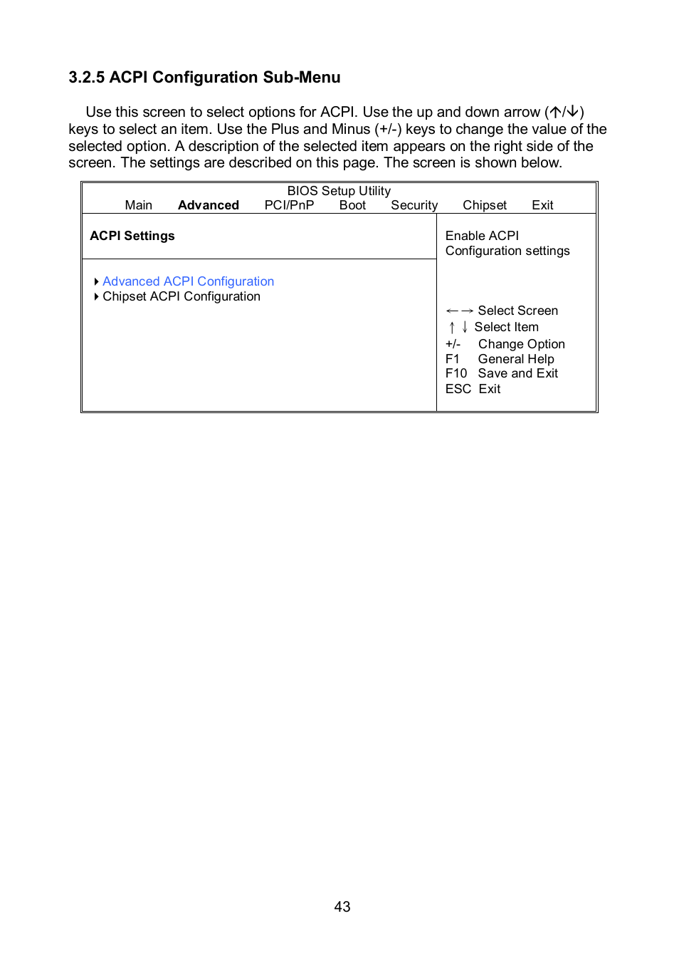 5 acpi configuration sub-menu | Tyan Computer TEMPEST S5375 User Manual | Page 43 / 80