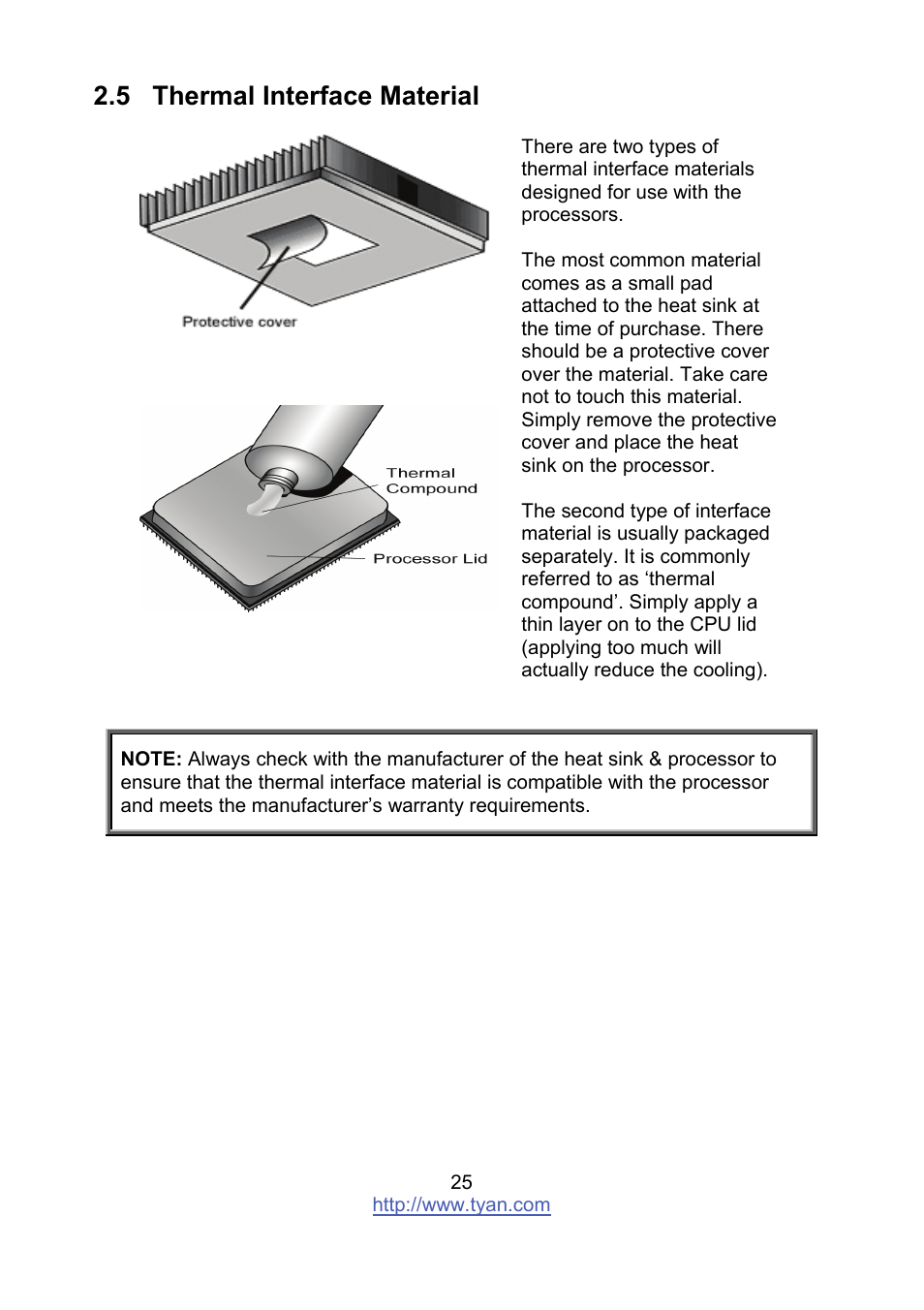5 thermal interface material | Tyan Computer MITAC S8236 User Manual | Page 25 / 96