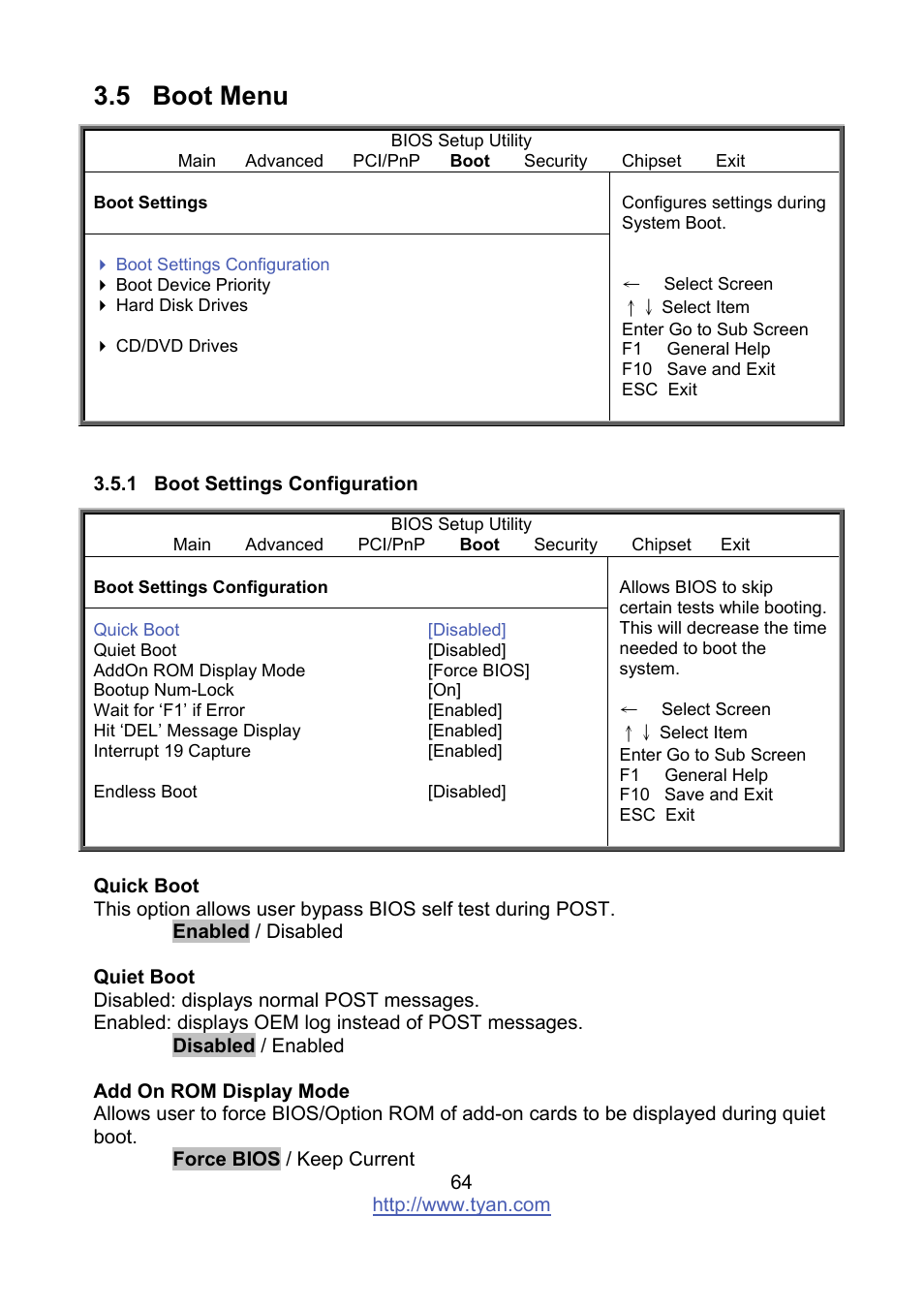 5 boot menu | Tyan Computer MITAC S8236 User Manual | Page 64 / 96