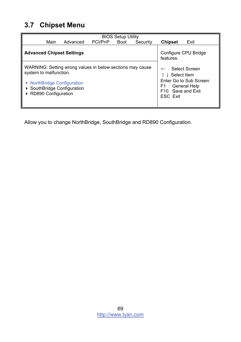 7 chipset menu | Tyan Computer MITAC S8236 User Manual | Page 69 / 96