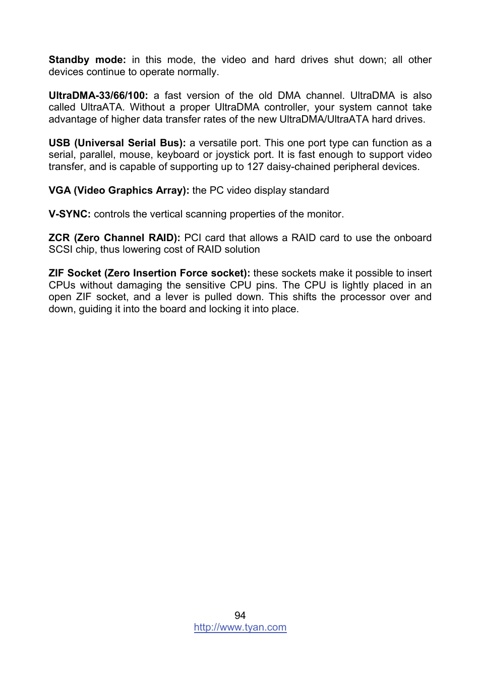 Tyan Computer MITAC S8236 User Manual | Page 94 / 96