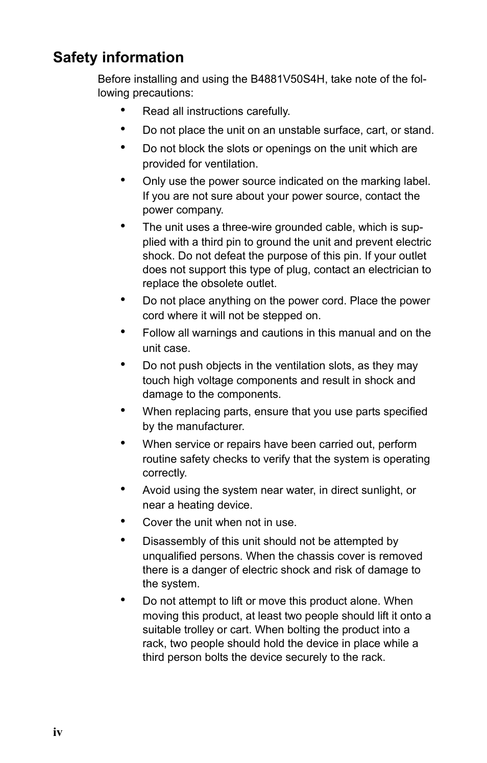 Safety information | Tyan Computer Barebone System B4881V50S4H User Manual | Page 6 / 56