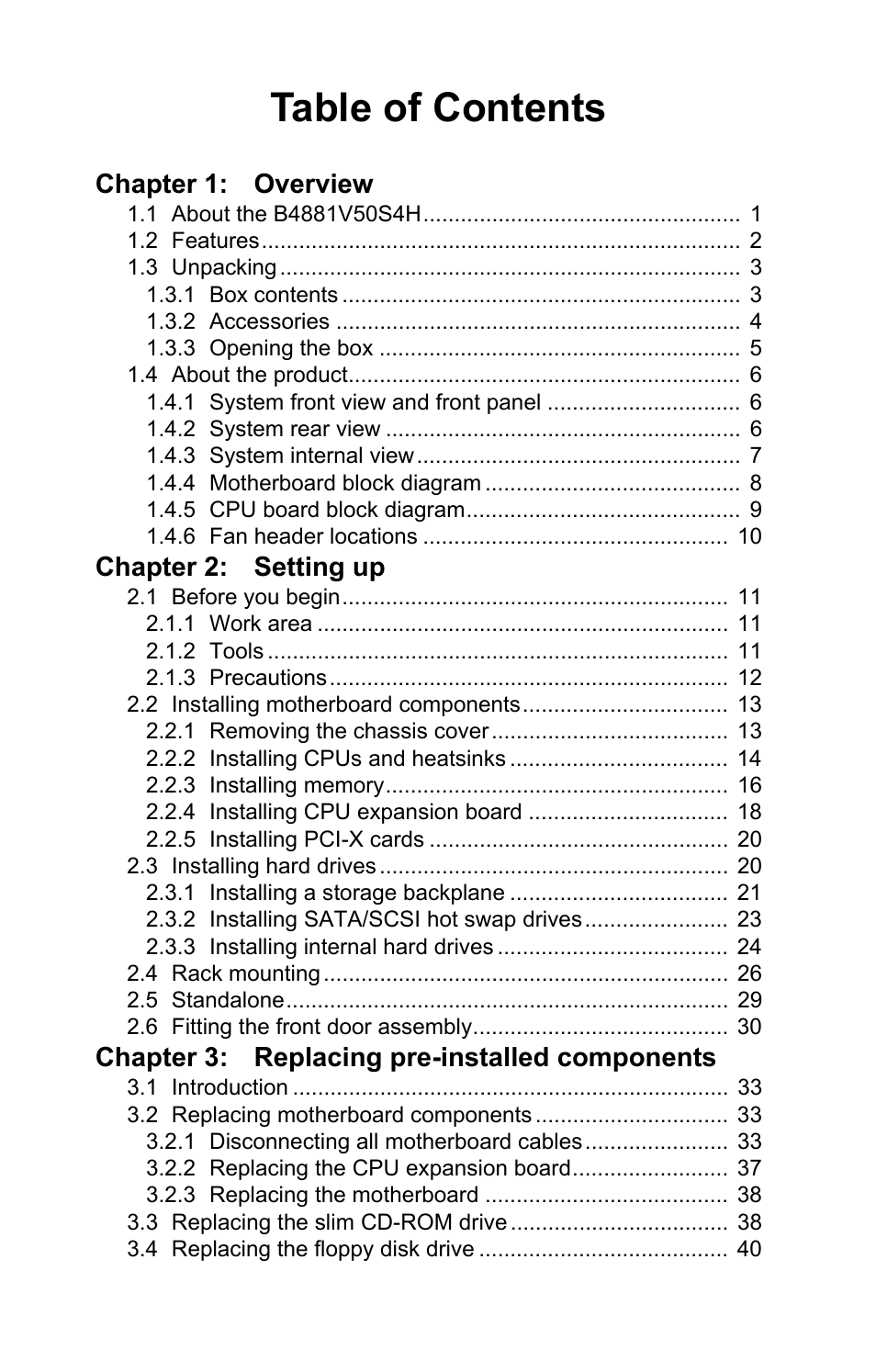 Tyan Computer Barebone System B4881V50S4H User Manual | Page 7 / 56
