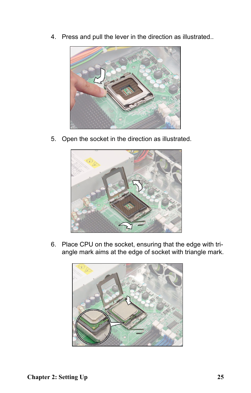 Open the socket in the direction as illustrated | Tyan Computer Transport GT20 B5161 User Manual | Page 33 / 77