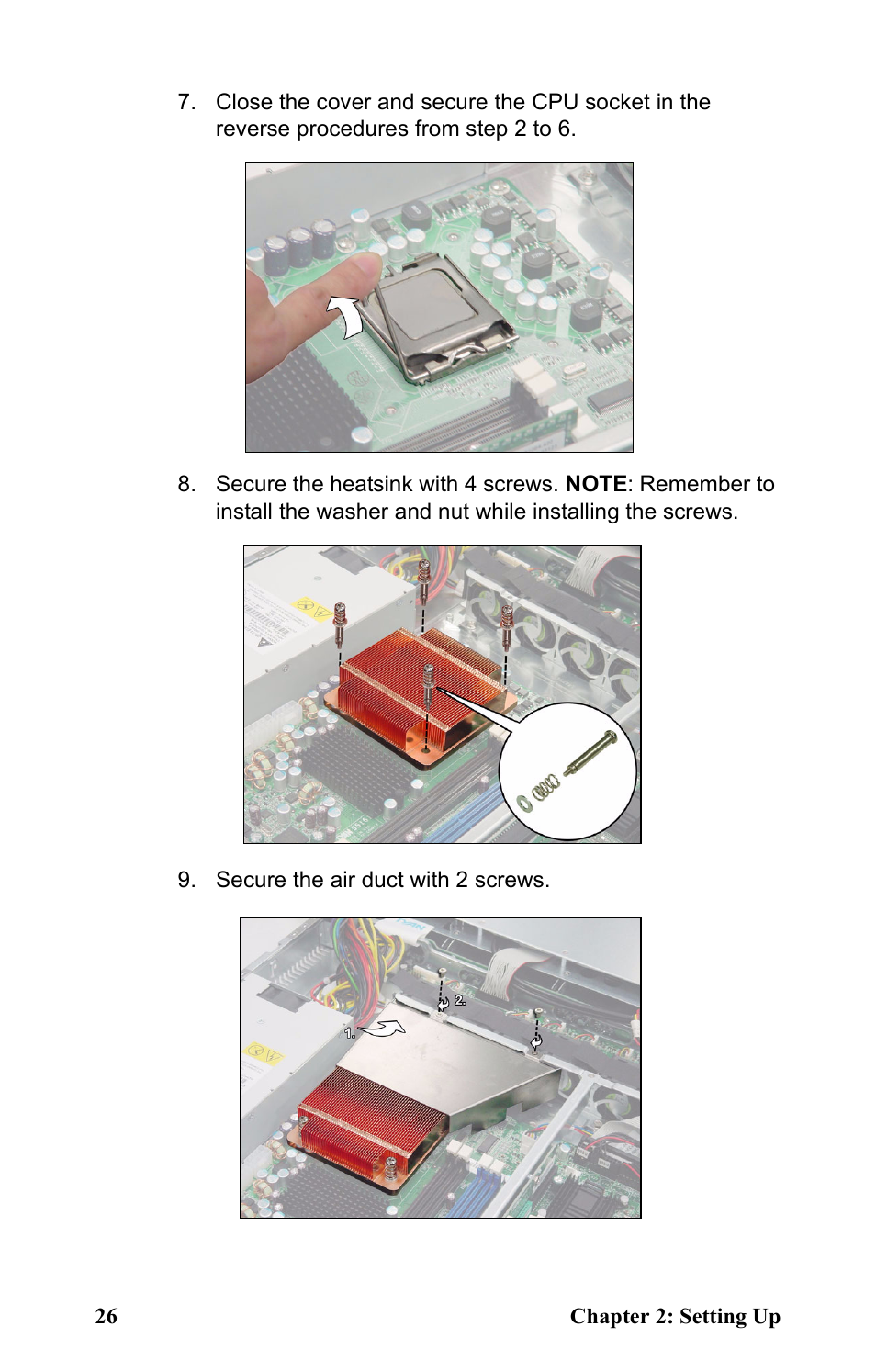 Secure the air duct with 2 screws | Tyan Computer Transport GT20 B5161 User Manual | Page 34 / 77