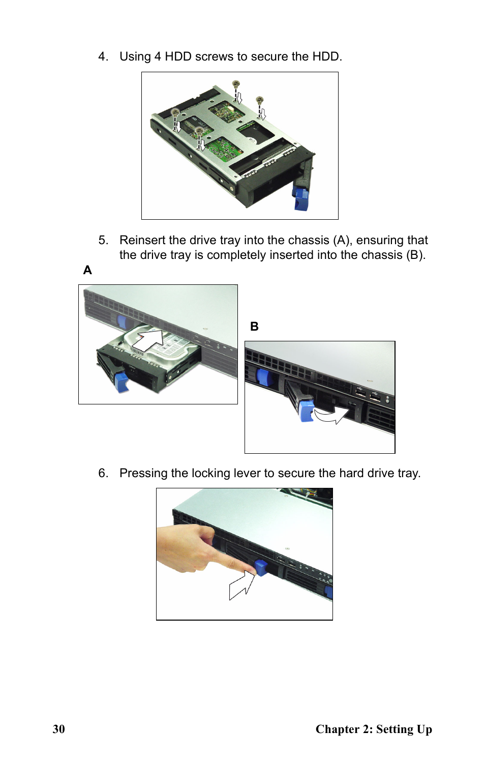 Using 4 hdd screws to secure the hdd | Tyan Computer Transport GT20 B5161 User Manual | Page 38 / 77