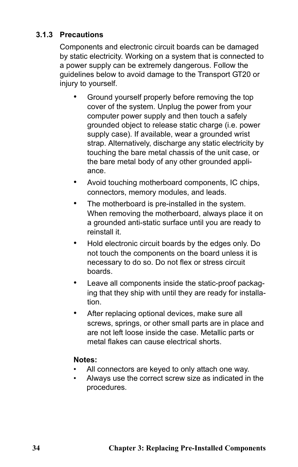 3 precautions | Tyan Computer Transport GT20 B5161 User Manual | Page 42 / 77