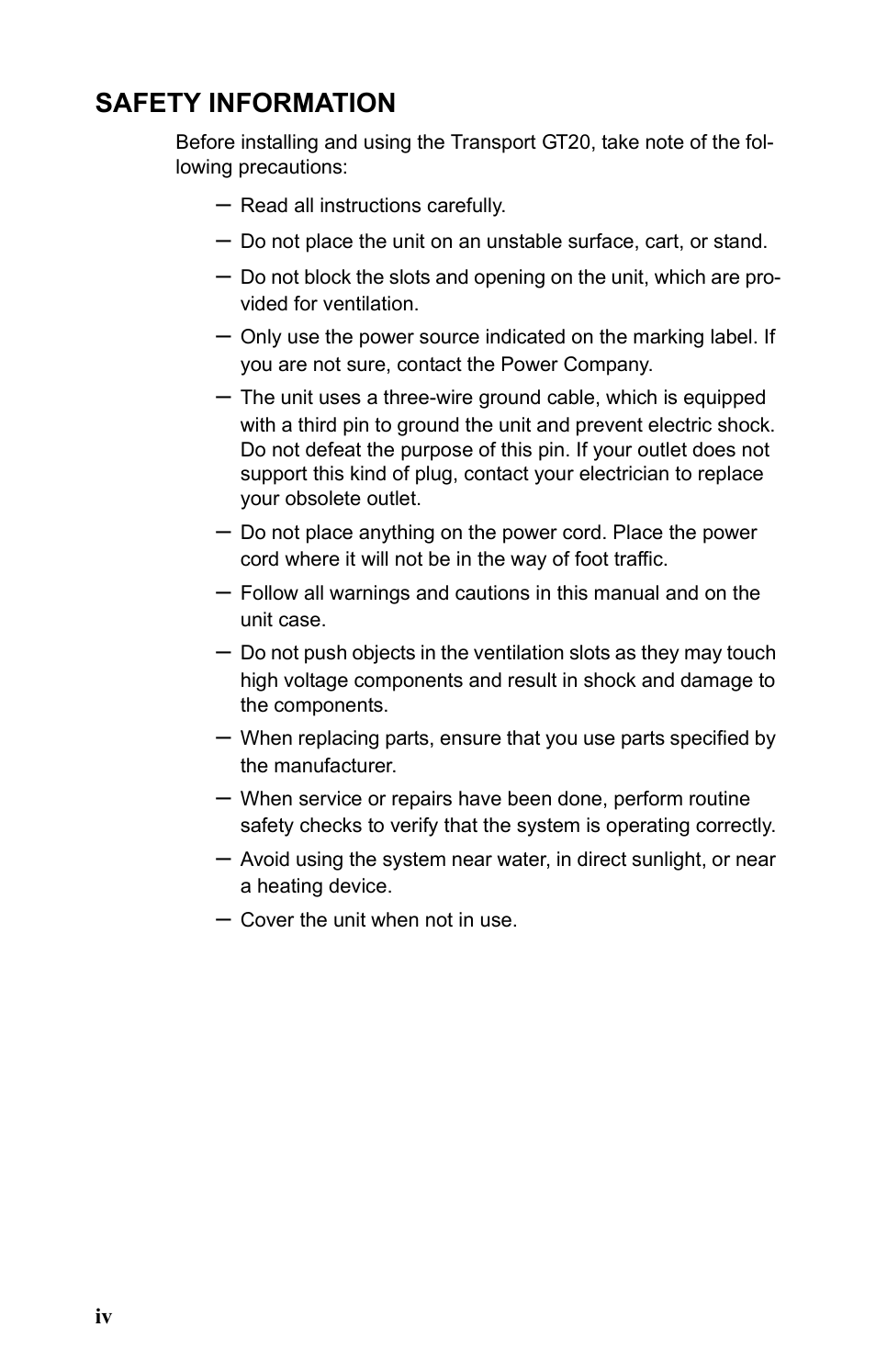 Safety information | Tyan Computer Transport GT20 B5161 User Manual | Page 6 / 77