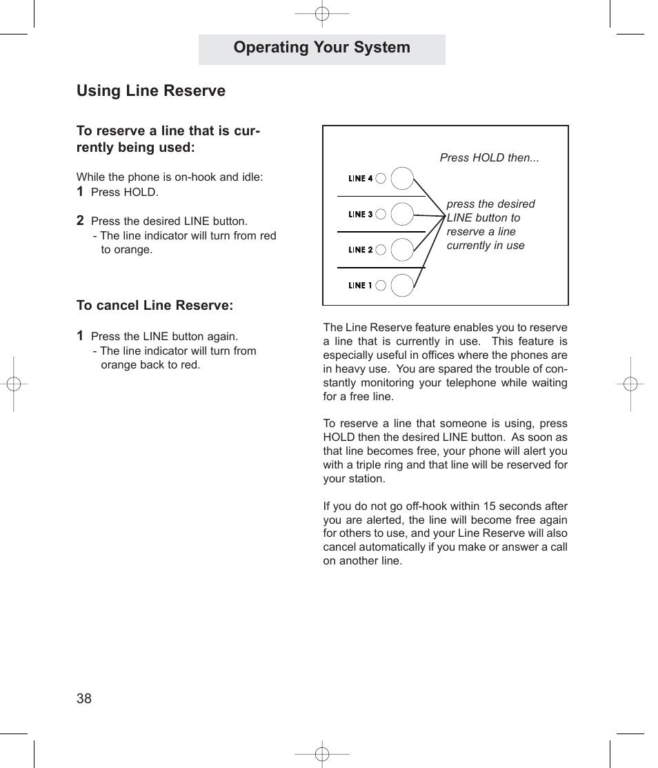 Operating your system using line reserve | TMC EPIC ET4300 User Manual | Page 48 / 91