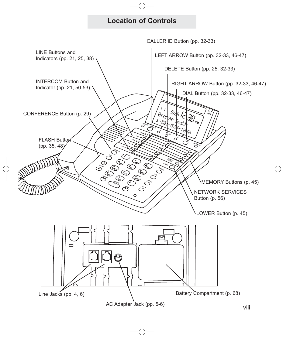 Location of controls, Viii | TMC EPIC ET4300 User Manual | Page 9 / 91