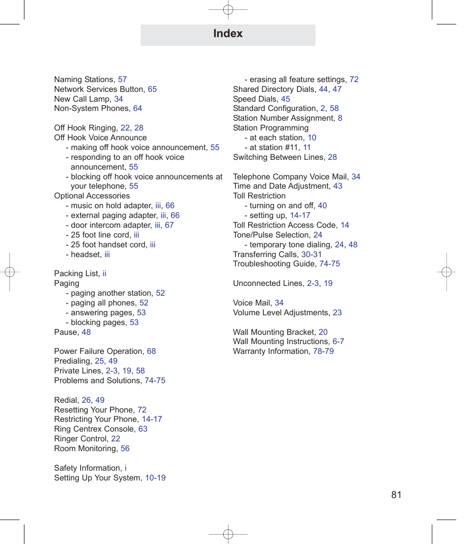 Index | TMC EPIC ET4300 User Manual | Page 91 / 91
